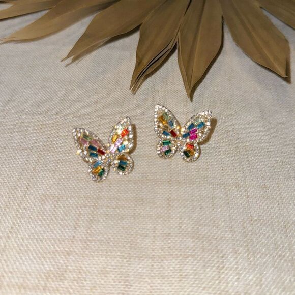Diamond butterfly earrings M530 - Picture 3 of 5